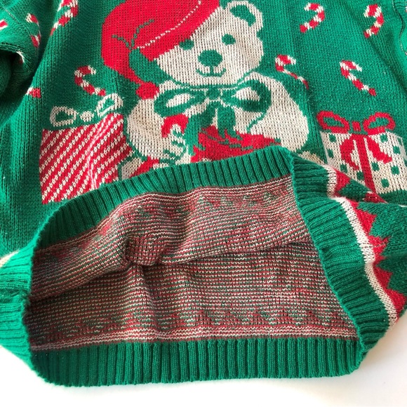 Vintage Nutcracker Green Teddy Bear Santa Patterned Christmas Sweater Size 24W - Picture 8 of 13